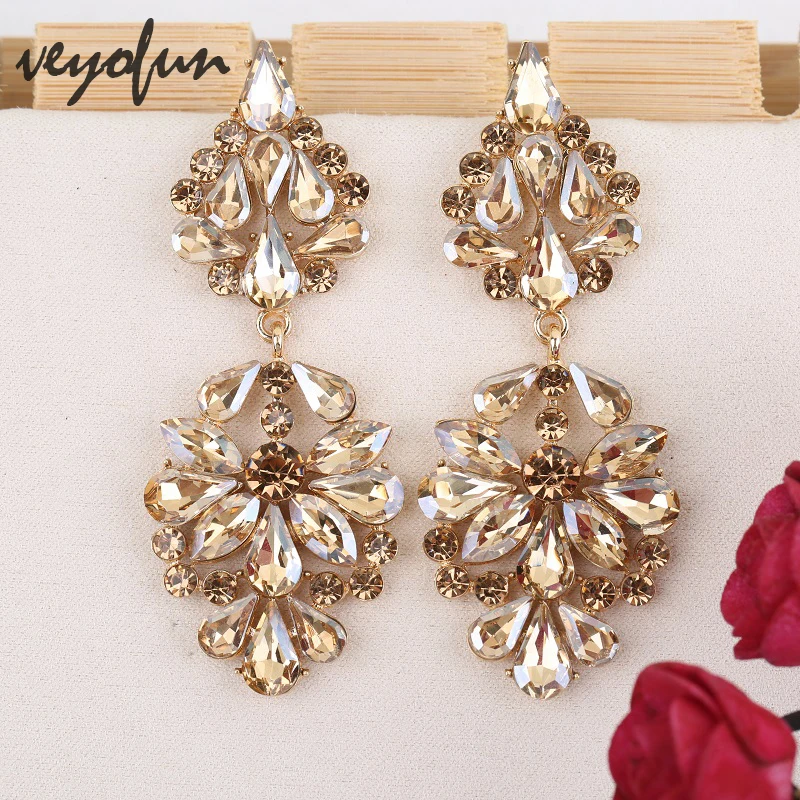 Veyofun Luxury Lady Crystal Drop Earrings Geometric Party Dangle Earrings Fashion Jewelry for Women New Wholesale