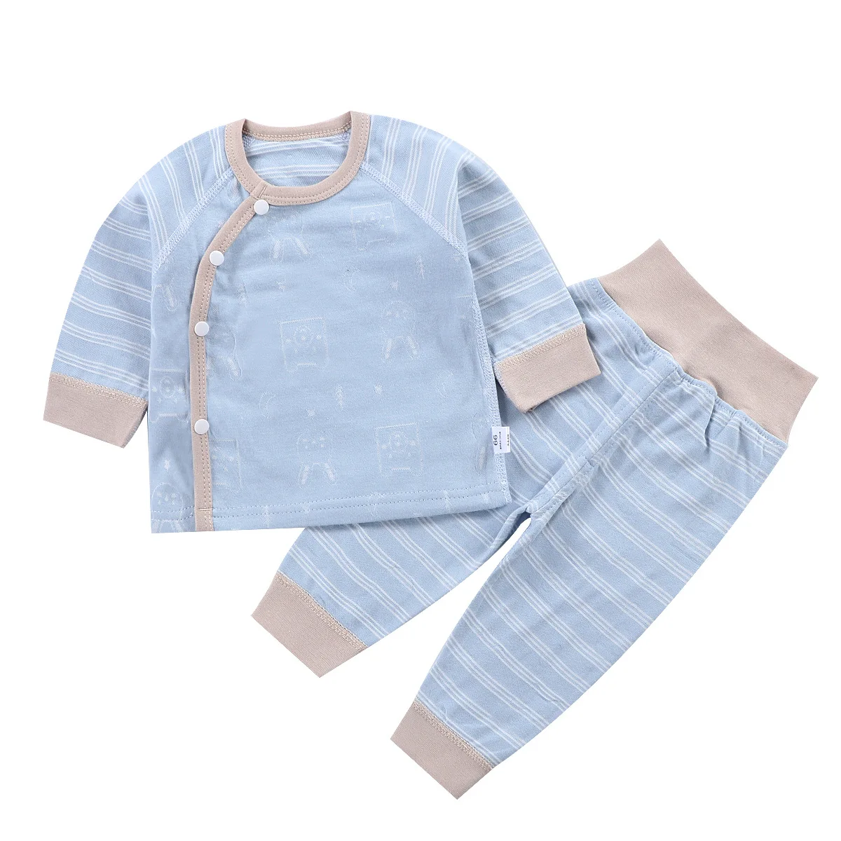 Newborn Baby Boy Clothes Suit Cotton Tops+High Waist Pant 2Pcs Set Thicken Cartoon Underwear Infant Sleepwear Kid Tracksuit A741