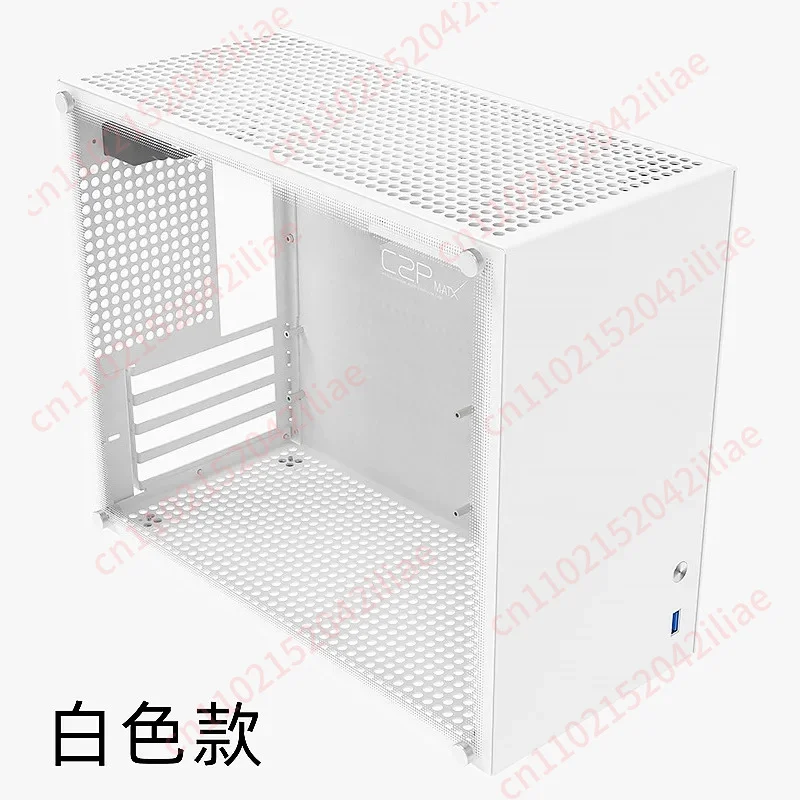 

C2P all aluminum MATX main board ATX power supply white chassis side transparent graphics card air cooled mini desktop