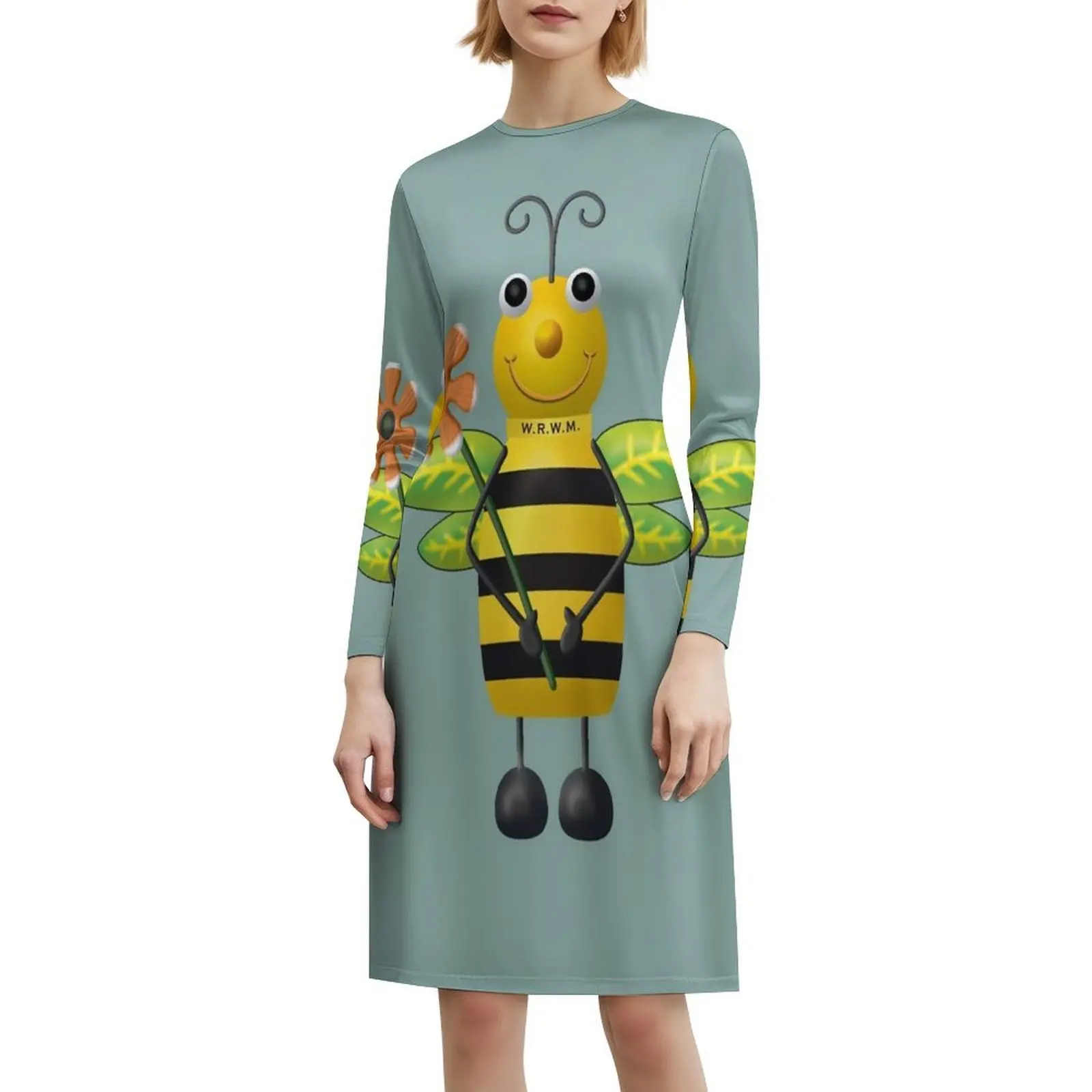 Buzzy Bee-الامتنان التميمة البوهيمي فستان بلا أكمام للنساء طباعة فساتين حفلات الشاطئ الطنانة النحل زهرة التميمة الحشرات النحل