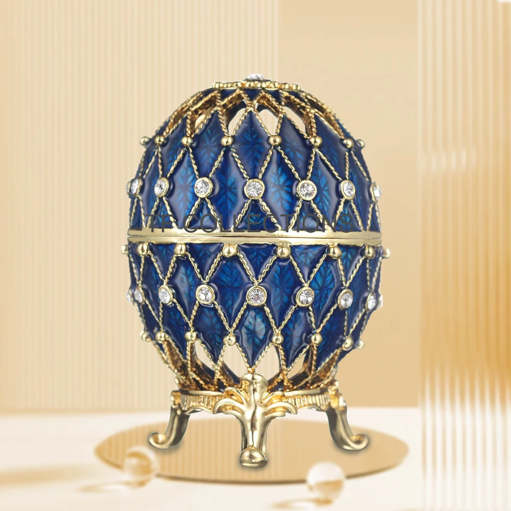 YAFFIL Hand-Painted Faberge Egg Trinket Box Hinged with Rich Enamel and Sparkling Rhinestones Jewelry Boxes Gift for Home Decor