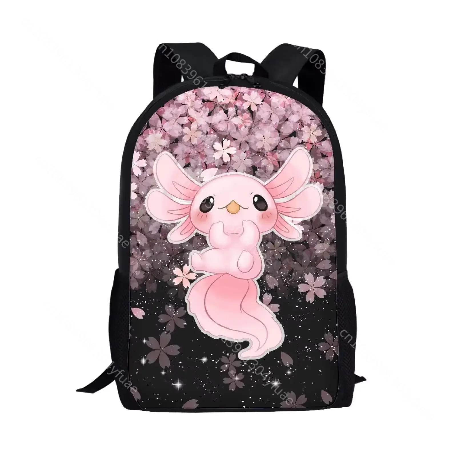 Sakura Axolotl School Backpack for Girls Boys Bookbag Large Capacity School Bag for Teenager Middle School Student Elementary