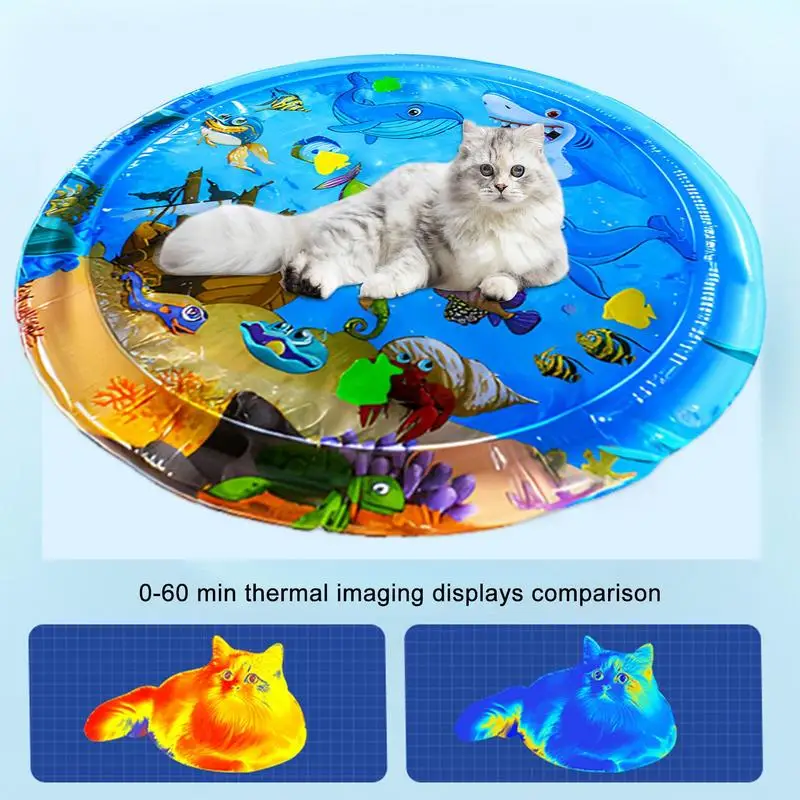 Sensor Water Playmat Cat Dog Water Play Mat Outdoor Inflatable Mat Inflatable Cushion PVC Infant Tummyy Time Toddler Water Pad