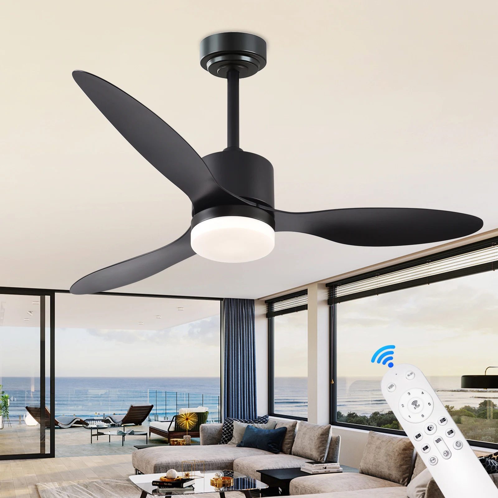 42/52 Inch Large Blades Ceiling Fan Light Energy Saving Eye-Caring LED Ceiling Fan Modern Lighting Fixtures Bedroom Office Lamp
