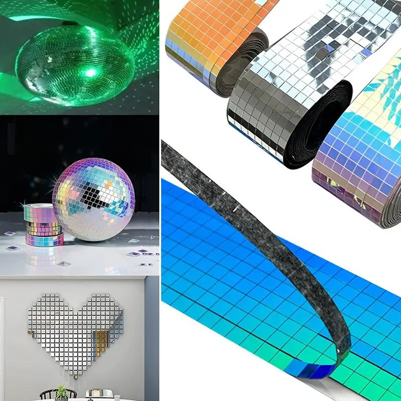 【BA】Self Adhesive Mosaic Glass Tape DIY Glass Mirror Stickers Wall Stickers DIY Crafts Party Decorations Home Wall Art Projects