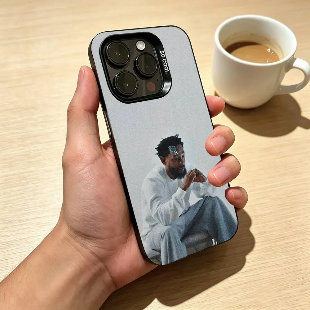 R-Rapper K-Kendrick L-Lamar Phone Case For iPhone 17,16,15,14,13,12,11 Plus,Pro Max,XS,Colored Silver Plated Inside Cover Gift