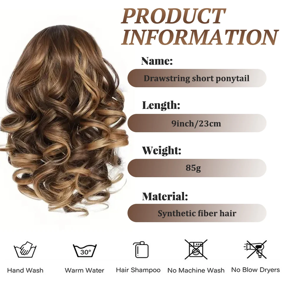 Synthetic 9-Inch Short Drawstring Ponytail for Women