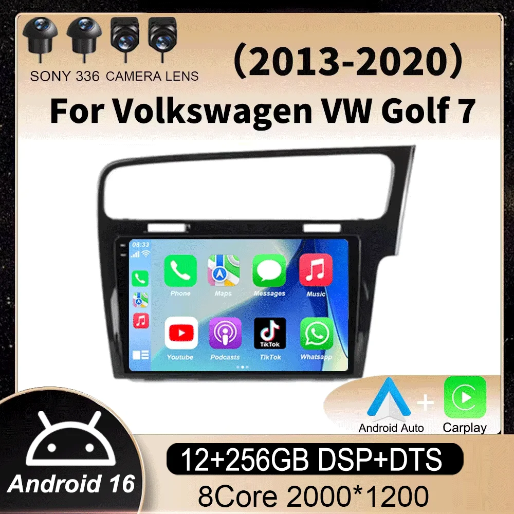 Android 16 Carplay Stereo For Volkswagen VW Golf 7 2013-2020 MK7 Auto Car Radio Multimedia GPS Video Player Navigation Head Unit