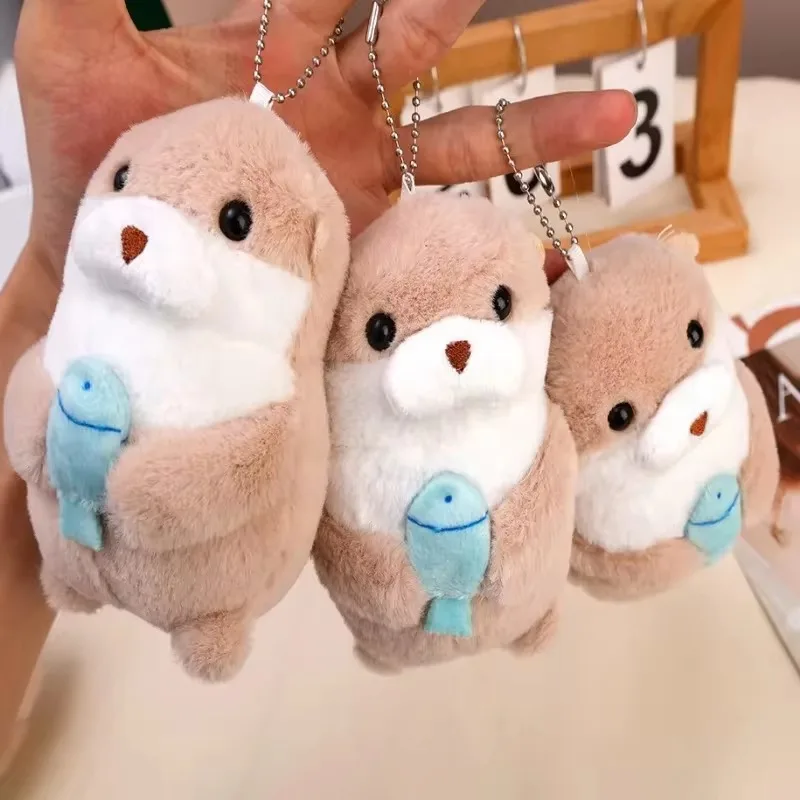 Wishing Otter Toy Key Chain High-quality Cute Animal Doll Keychain Soft Plush Cotton Otter Bag Pendant Theme Gathering Gifts