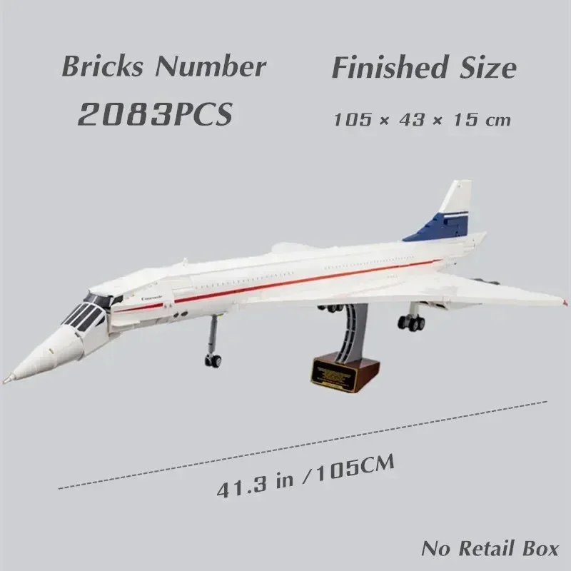 2083Pcs Concorde Airbus 10318 Building Blocks tecnico 105CM modello di aeroplano giocattoli educativi in mattoni per bambini regali di natale