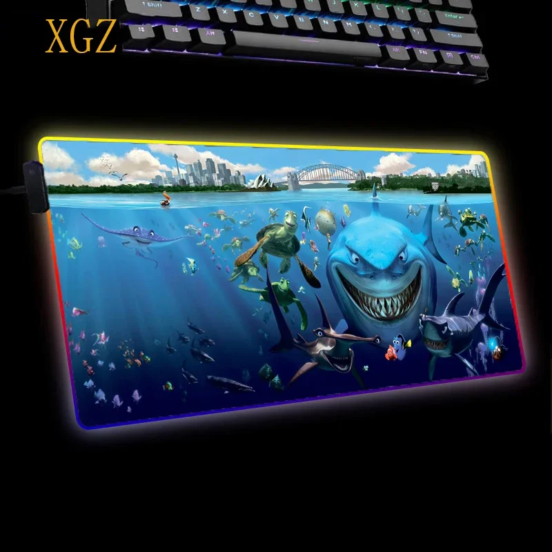 XGZUnderwater World Rgb Shark Keyboard Mouse Pad Beautiful LED Gaming Accessories Laptop Office and Home Desktop Computer PadXXL