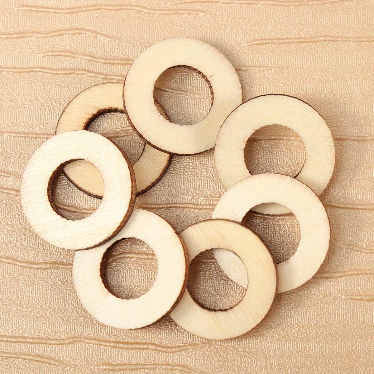 50 Pcs Embroidery Hoops Hollowed Wooden Slice Pendant Scrapbooking Embellishments