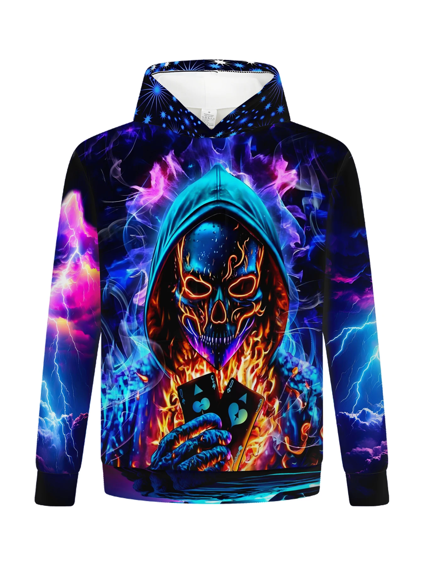 2024 New Outdoor Death Skull Print Street HIPHOP Fall And Winter Men's Hooded Sweater 3D Print Digital Fashion Men's Clothing