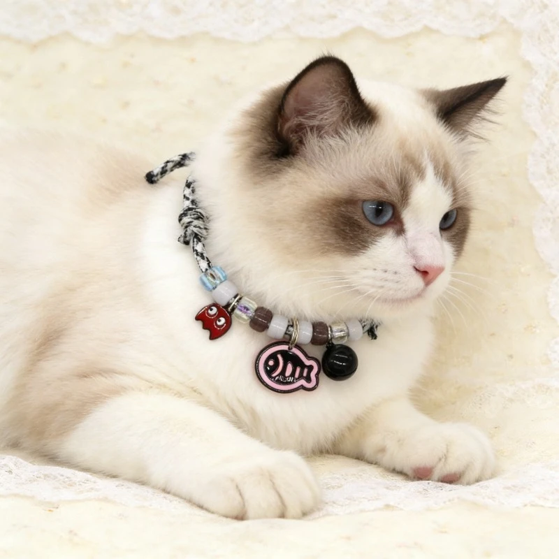 

Adjustable Pet Collar with Bell Cute Paw Print Design Colorful Necklace for Cats Dogs Kitten Puppy Soft Comfortable Neck Strap