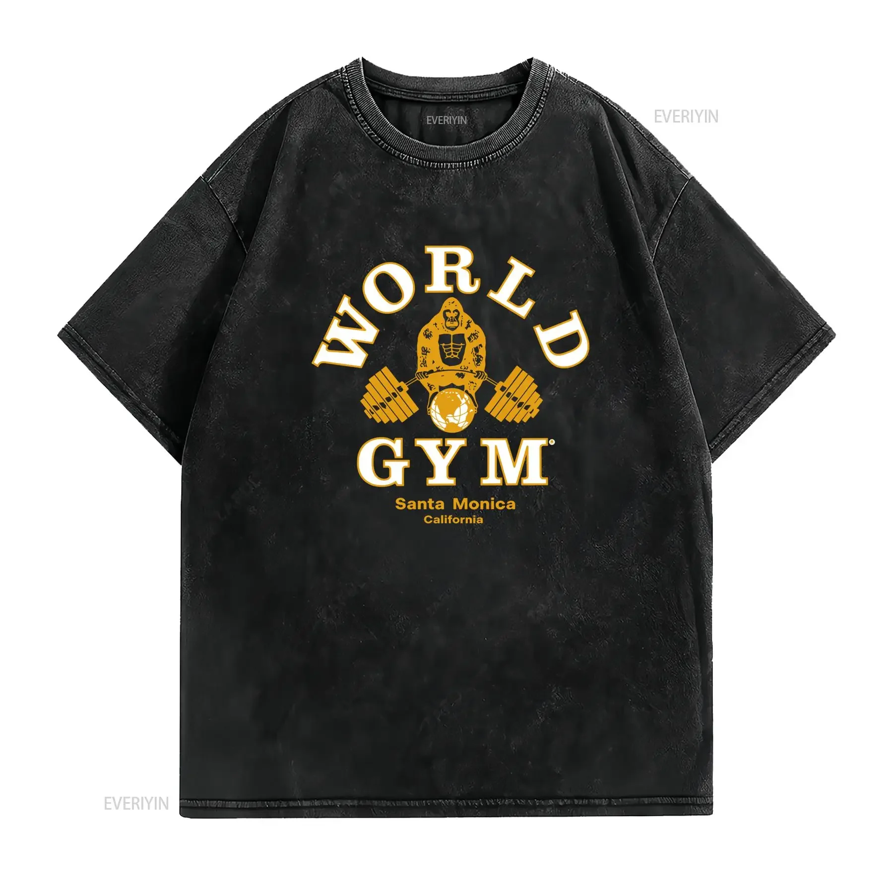 Maglietta Uomo Vintage World Gym Santa Monica Muscle Beach Logo Classico 1979 Abbigliamento Bodybuilding T Shirt Pesante