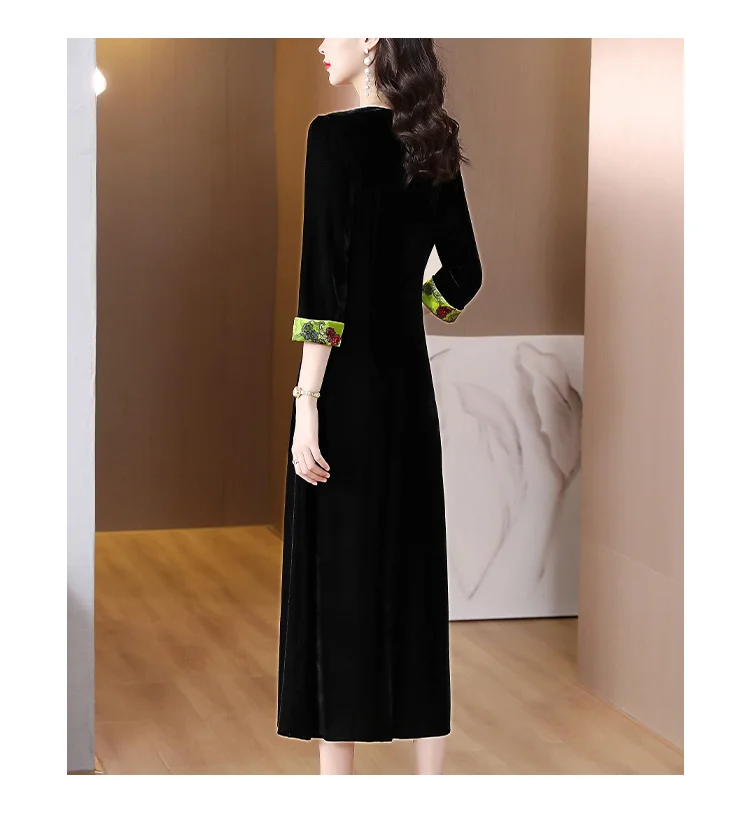 Autumn 2023 4XL Gold Velvet Midi Winter Solid Vintage Long Sleeve Dresses Women Elegant Bodycon Party Evening Vestidos