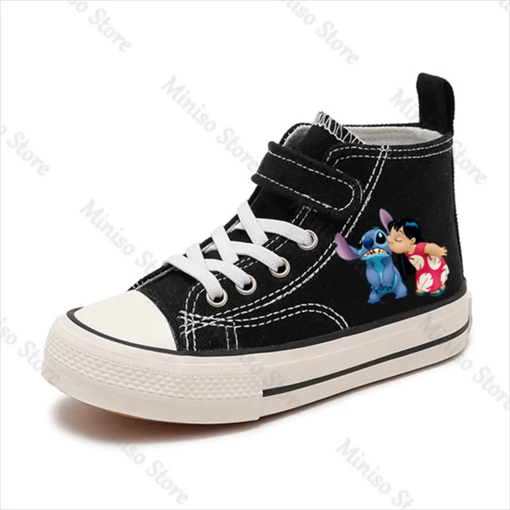 Sport Girl High-top Lilo Stitch Cartoon Girl Kid Canvas All Seasons Disney Casual comfort Shoes Children Print Boy Tennis Shoes