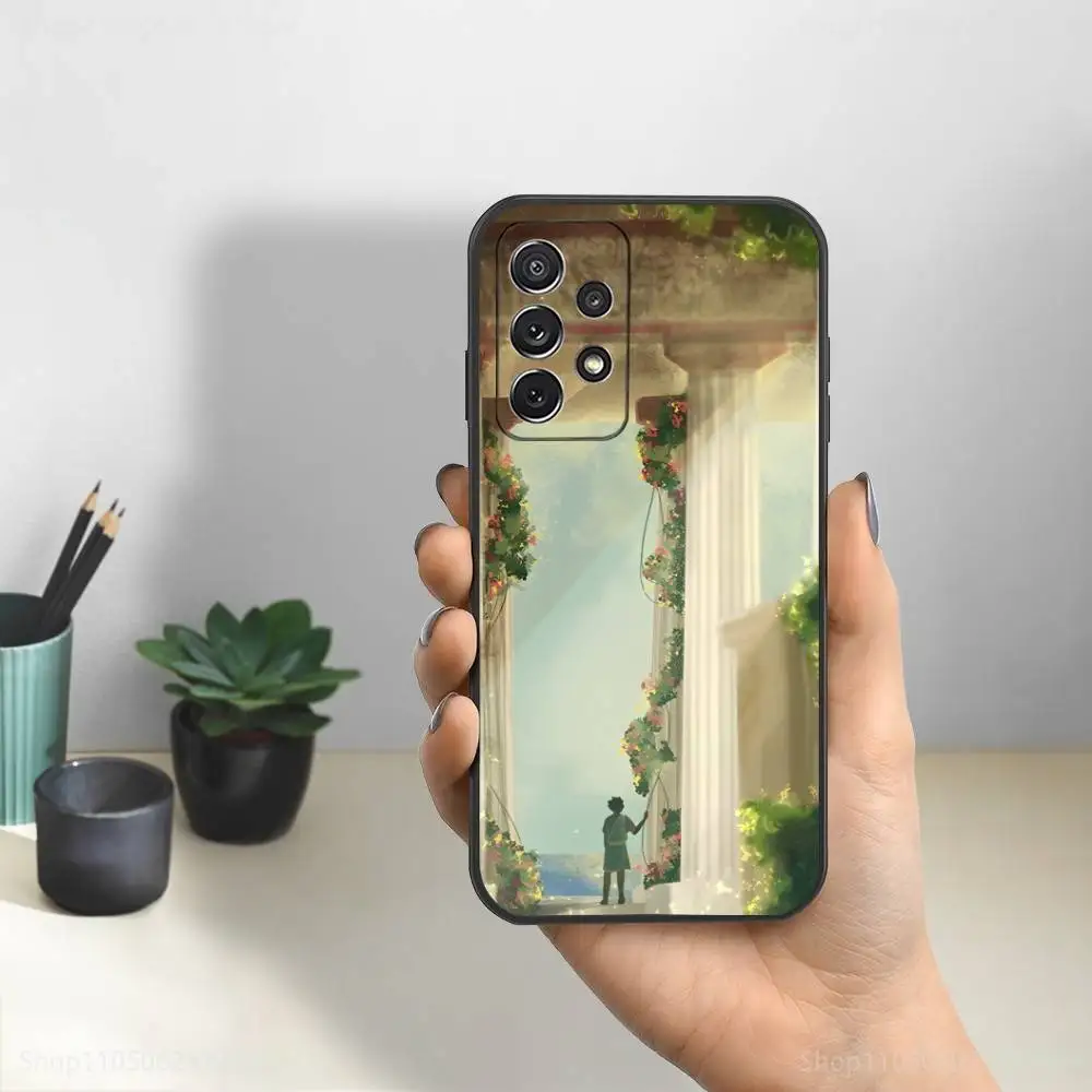 Funda de teléfono de arte romántico griego antiguo para Samsung S25,S24,S23,S22,S21,S20,S10,Ultra,Plus,Lite,FE, funda negra de silicona suave
