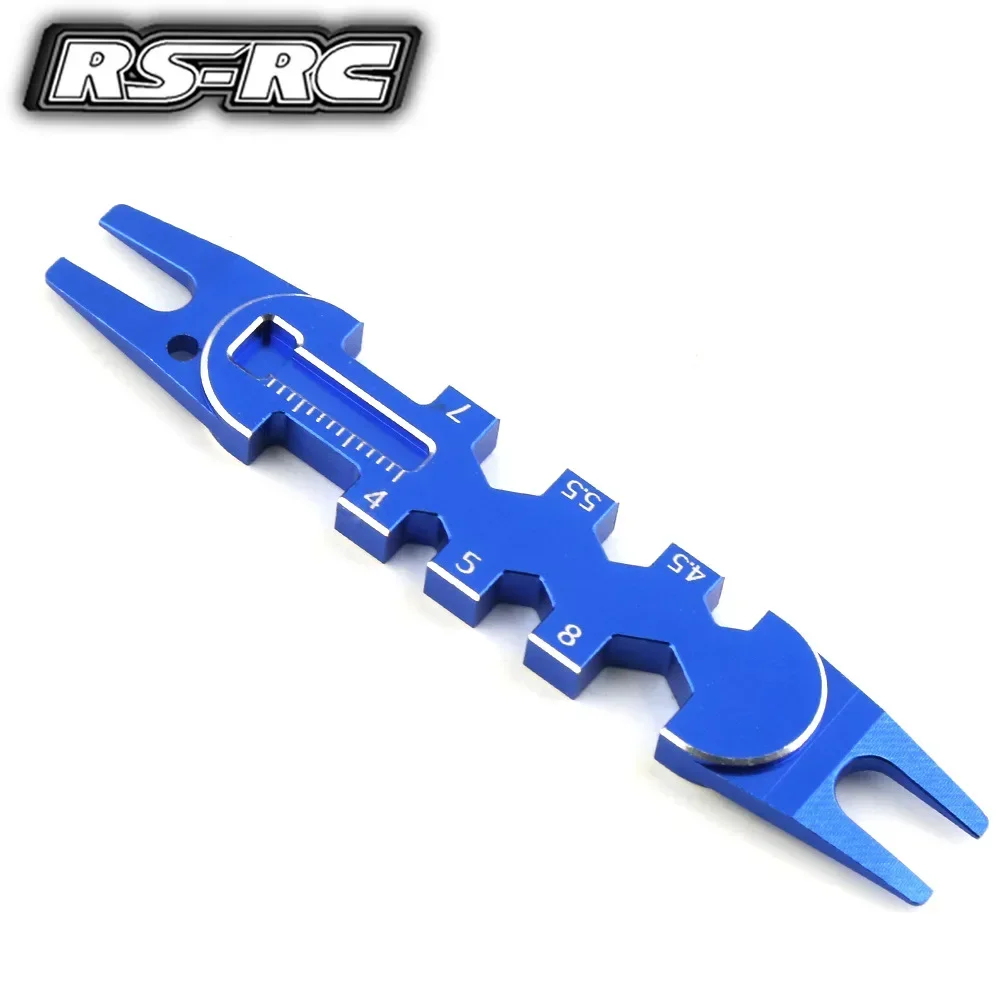 Ferramenta de remoção de amortecedor de carro RC, chave multifuncional, chave de corrida plana, porca de veículo off-road, vermelho e azul, 1pc