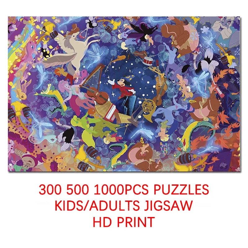 Disney Movies Characters Mickey Mouse Night Dream 300 500 1000PCS Puzzles Paper Jigsaw For Kids Teen Adult Friends Gift Ornament