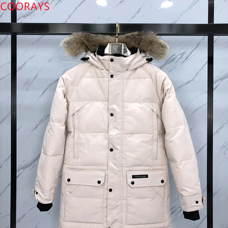 30 Canadian Men\'s Down Jacket Top Brand 90% White Goose Winter Warm Parka Waterproof Coyote Fur Hoodie Men Down Jacket s-2xl