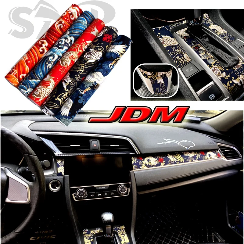 

50*150 см JDM японская автомобильная интерьерная наклейка самоклеящаяся лента с клейкой и ветровой тканью Автомобильная интерьерная наклейка ...