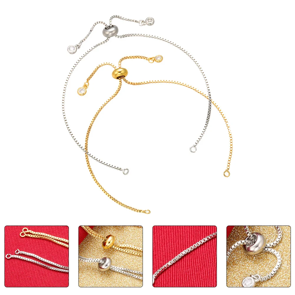 

2Pcs Brass Bracelet Chains Adjustable Hand Chain Semi-Manufactured DIY Jewelry Making Supply Replacement Chains for Wrist