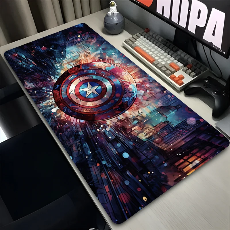 Mouse Pad Laptop Anime Extended Desktop Mat Computer Gamer Mousepad PC Gaming Accessories Keyboard Pad C-captain A-america HD