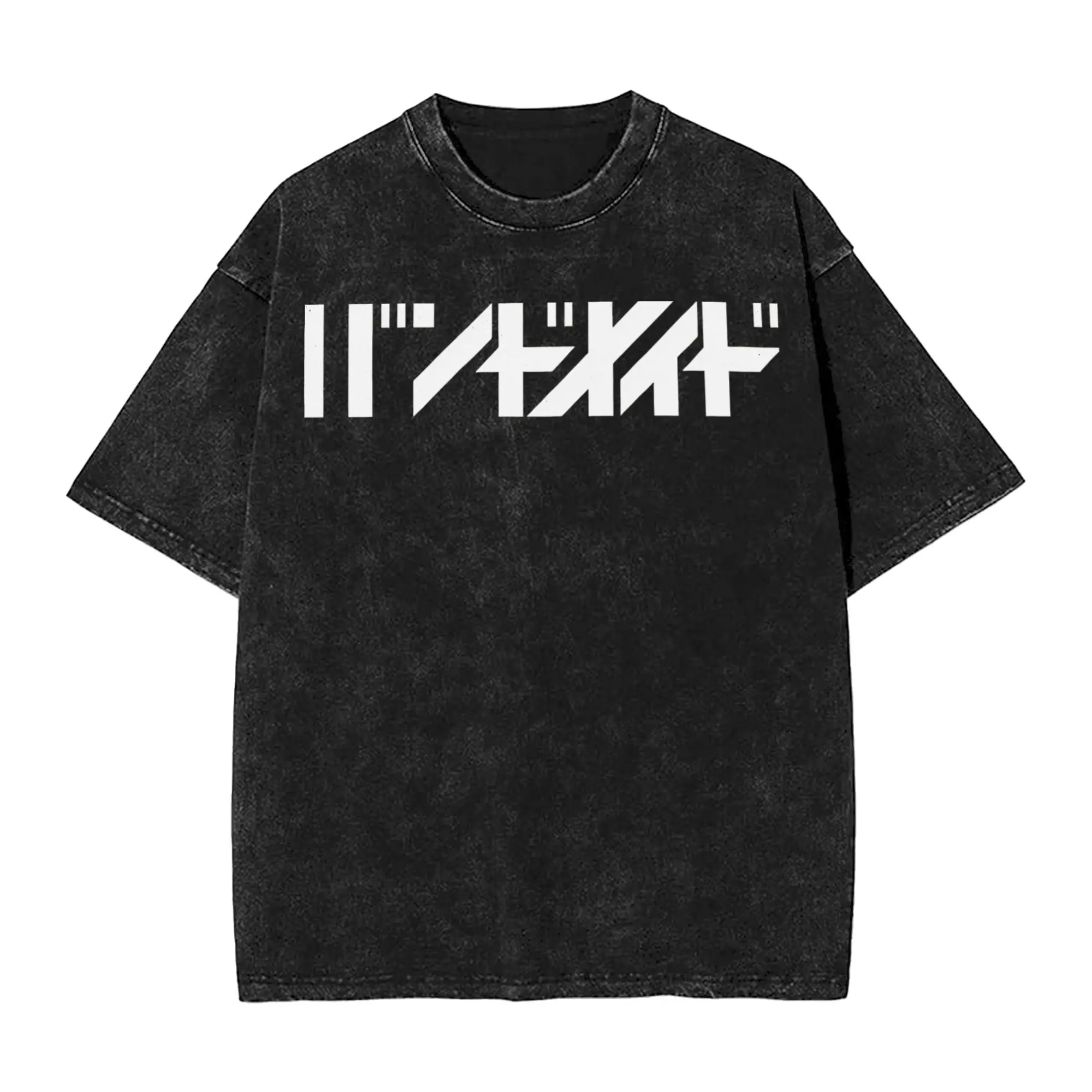 Washed T Shirt Band maid katakana logo band maiko rock tokyo music Novelty T-Shirt Oversize  Streetwear 100% Cotton Graphic Tees
