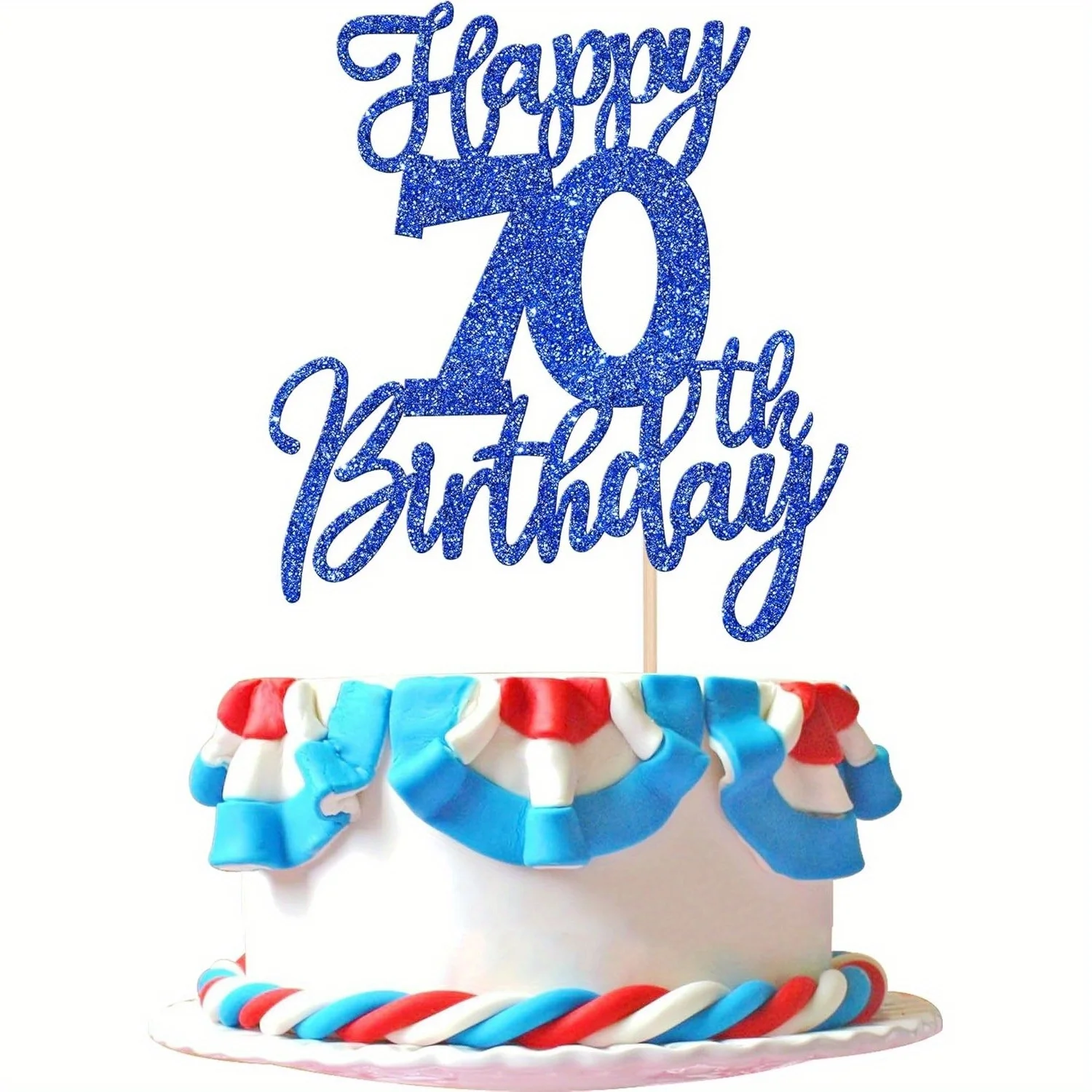 1 Uds. Adorno para tarta de feliz 70 cumpleaños elegante azul-Salamos a 70 años setenta y Hola 70 decoración de tarta para cumpleaños de hito