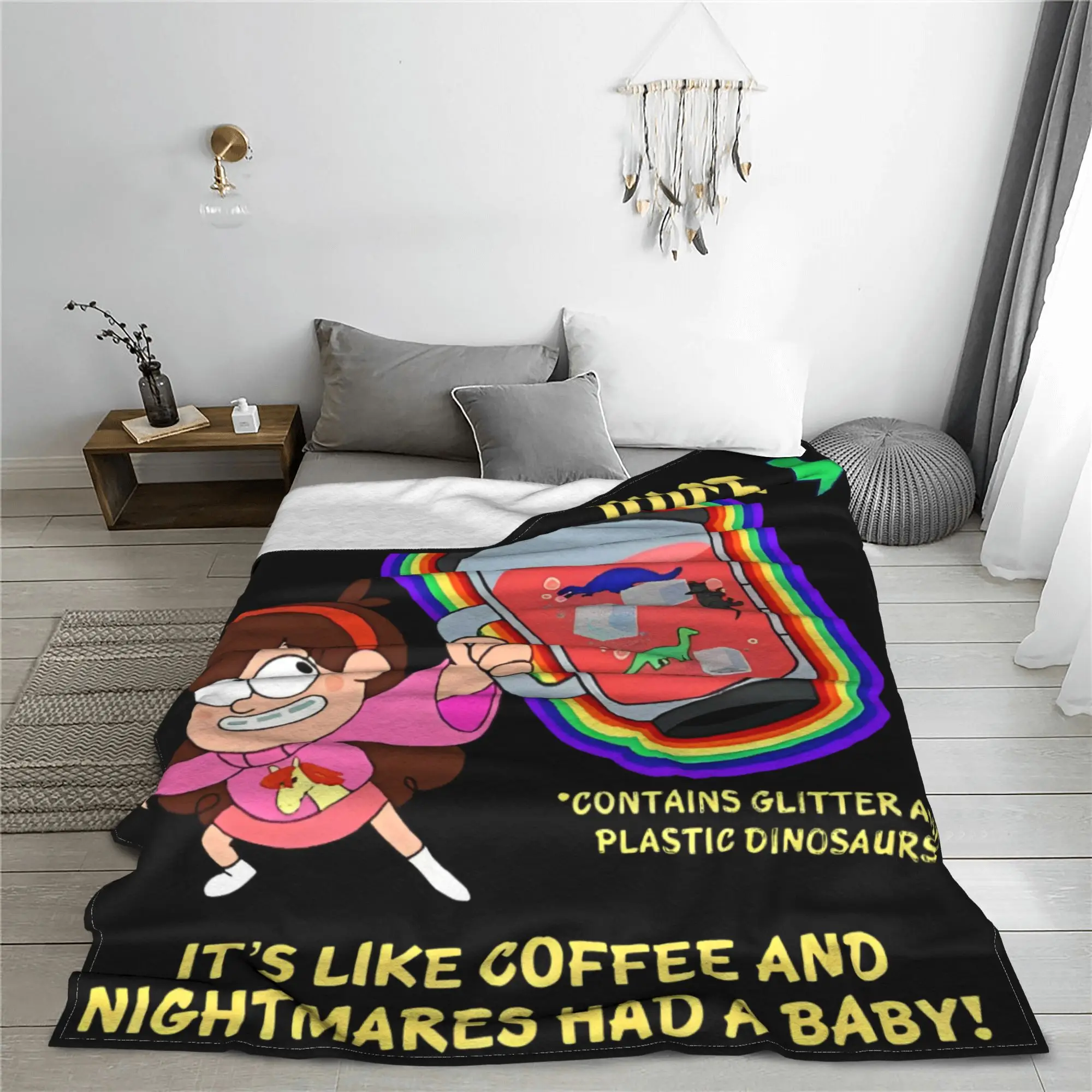 Gravity Falls Mabel Juicing Blankets Funny Coffee Flannel Awesome Warm Throw Blankets for Bedroom Decoration Office