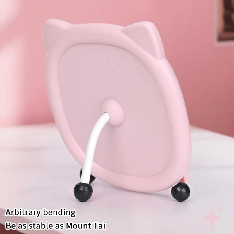 Cat Ear Makeup Mirror Desktop Vanity Mirror with Stand Cute Dormitory Decor for Students Girls