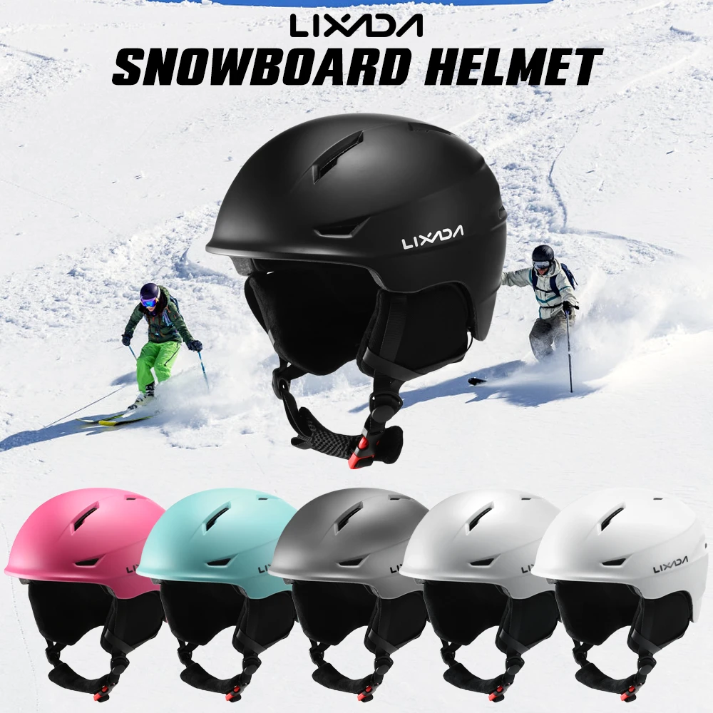 Lixada Snowboard Helmet with Detachable Earmuff Men Women Safety Skiing Helmet with Goggle Fixed Strap Skiing Snow Sports Helmet