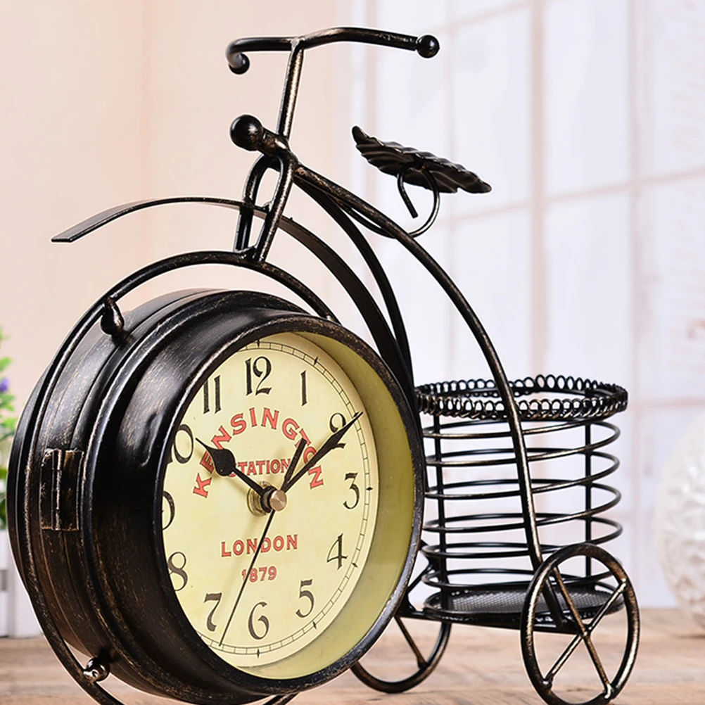

Craft Ornament Clock Beautiful Desktop Decor Decorations Creative Bike European Style