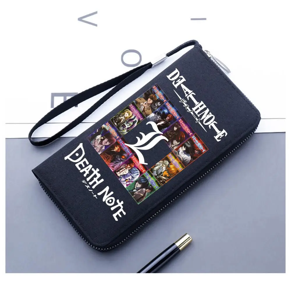 Anime Death Note L Ryuk Long Wallet Men Clutch Money Credit ID Card Holders  Zipp Student Purse Handbag with Chain