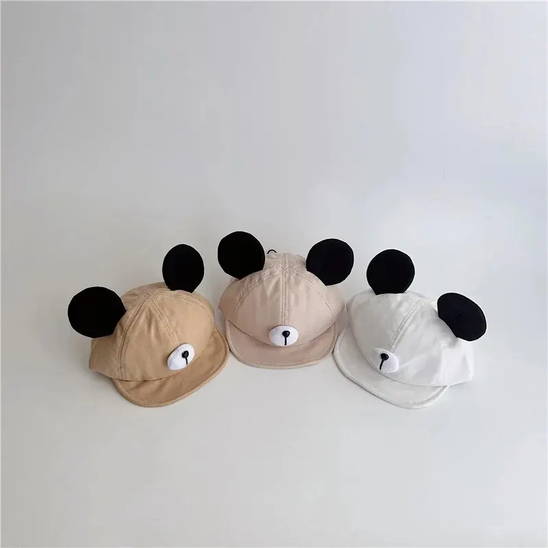 Cute Bear Ear Baby Hat Kids Boy Girl Soft Cotton Peaked Bonnet Caps Children Cartoon Casual Sun Visor Hats