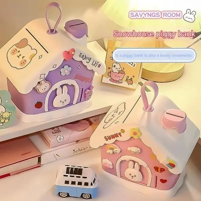 1Pc New Cute Snowy House Money Storage Can Ins High Beauty Toys Small House Creativity Can Store Large Capacity Christmas Gifts