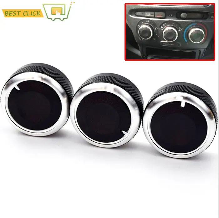 3Pcs/Set Switch Knob Knobs For Toyota Funcargo / Probox Heater Heat Climate Control Buttons Dials Frame A/C Air Panel Cover