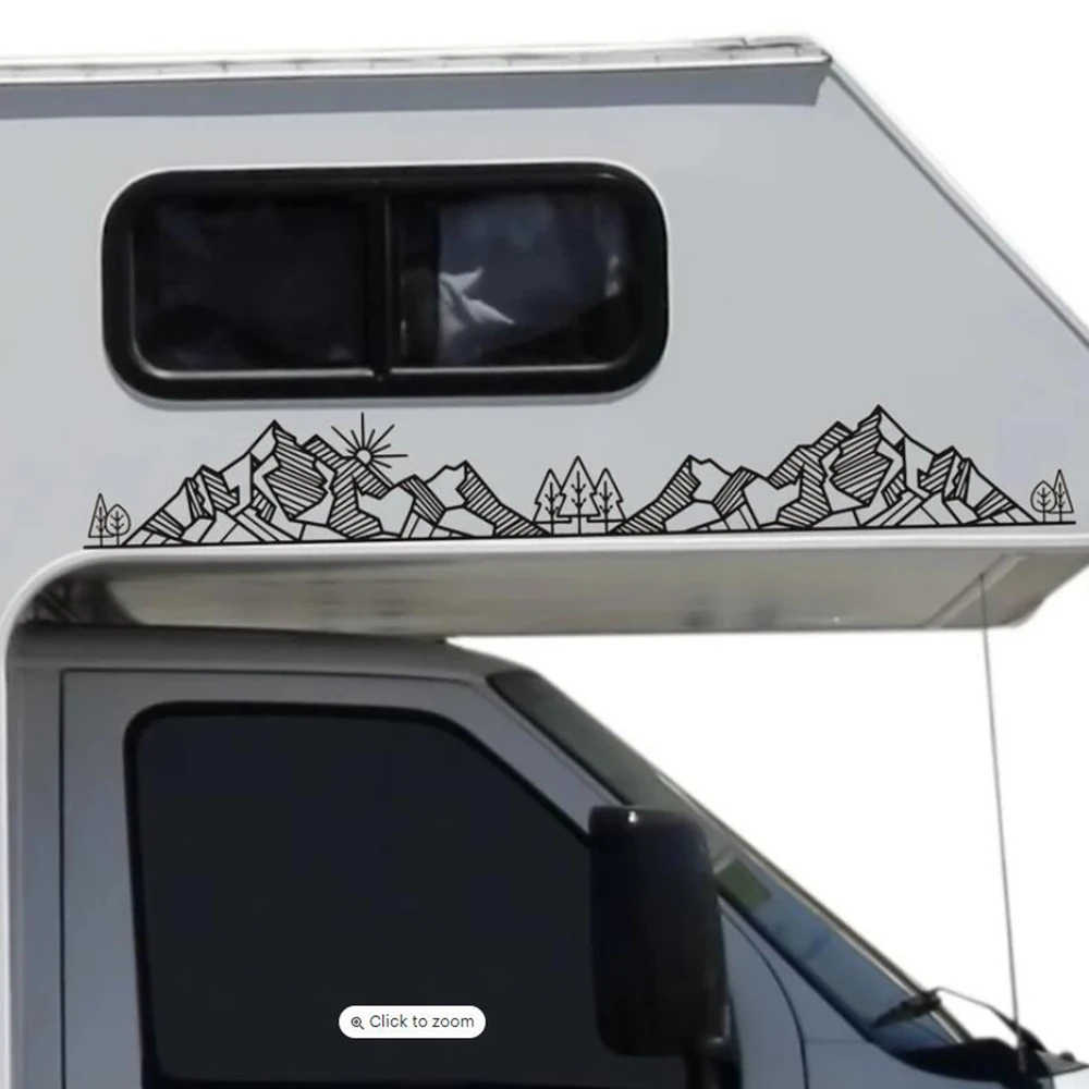 

Geometric Mountains & Trees Camper RV Truck Car Sticker Decal Camping Motorhome Caravan Senda Vinyl Decor