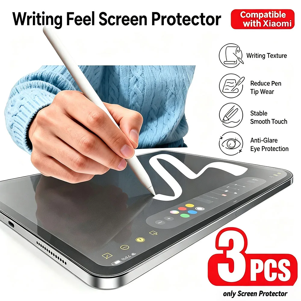 3pcs Paper Feel  No Glass Screen Protector Tablet Film For Xiaomi Redmi Pad 2 Pro 12.1 10.6 SE 8.7 11 Mi Pad 8 7 6S 6 5 Pro 11