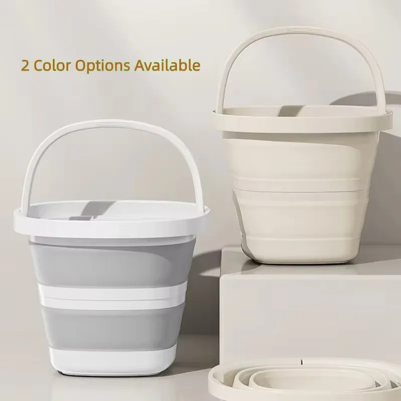 Collapsible Auto Detailing Bucket, 5L or 10L Capacity, Ultra-Slim 2-Inch Design for Car Wash