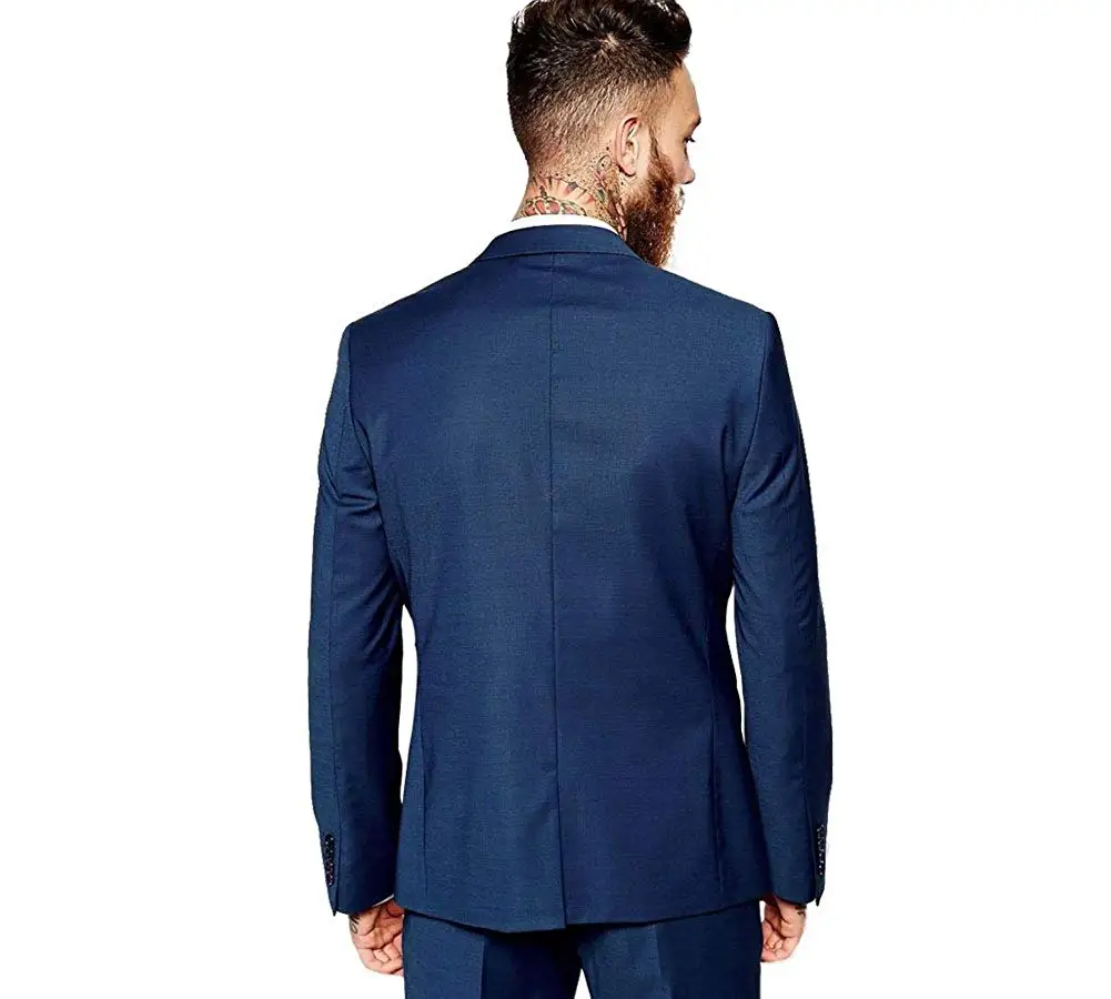 Top Quality Navy Blue Casual Men Wedding Suits Slim Fit Coat Pant Designs Two Pieces Suit Best Man Business Groom Wear Suits