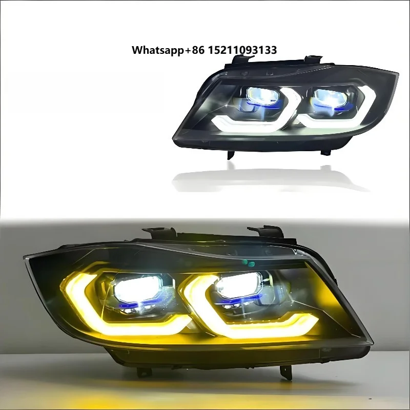 New 12V LED Headlights Yellow + White Plug Play Daytime Running Lights & Turn Signals