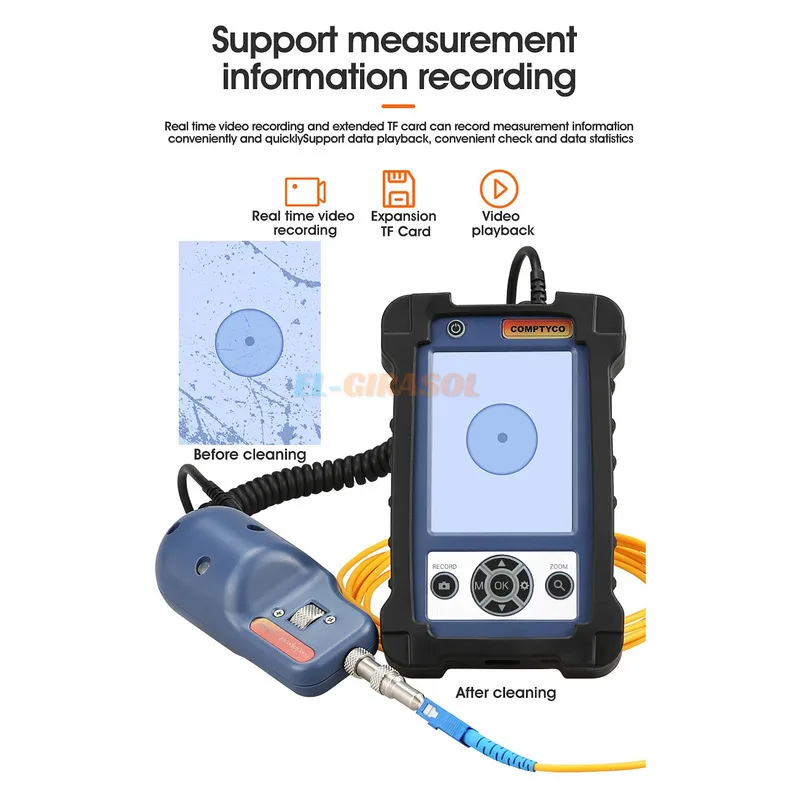 AUA-400 Fiber Optic Inspection Microscope Scope Probe Support UPC And APC With 3.5 Inch Display Screen Monitor FTTH