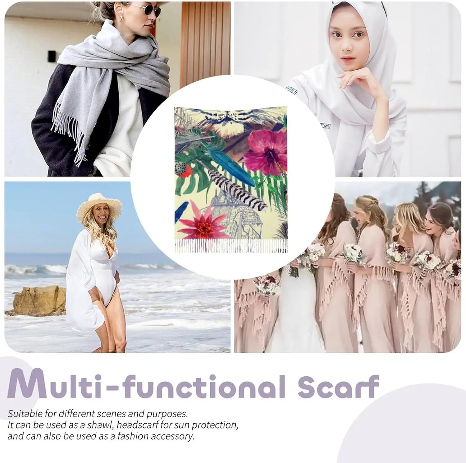 숄 태슬 랩 따뜻하고 부드러운 겨울용 가벼운 캐시미어 롱 스카프 여성용 선물 일상 여행 사무실용