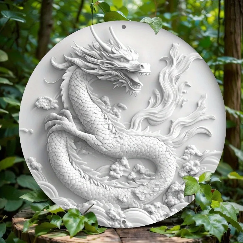 

Dragon-Themed Round Aluminum Sign, Perfect for Home, Office, Bar & Kitchen Decor, Ideal Valentine's Day or Holiday Gift