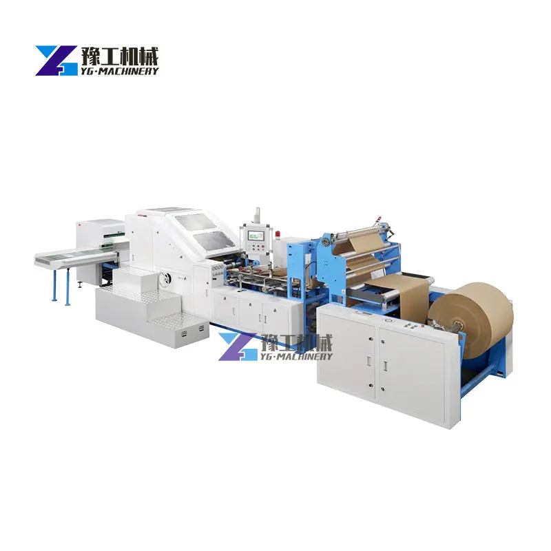 Fully Automatic High Speed Mechanical Square Flat Bottom/V Sharp Bottom Kraft Shopping Food Bread Paper Carry Bag Making Machine