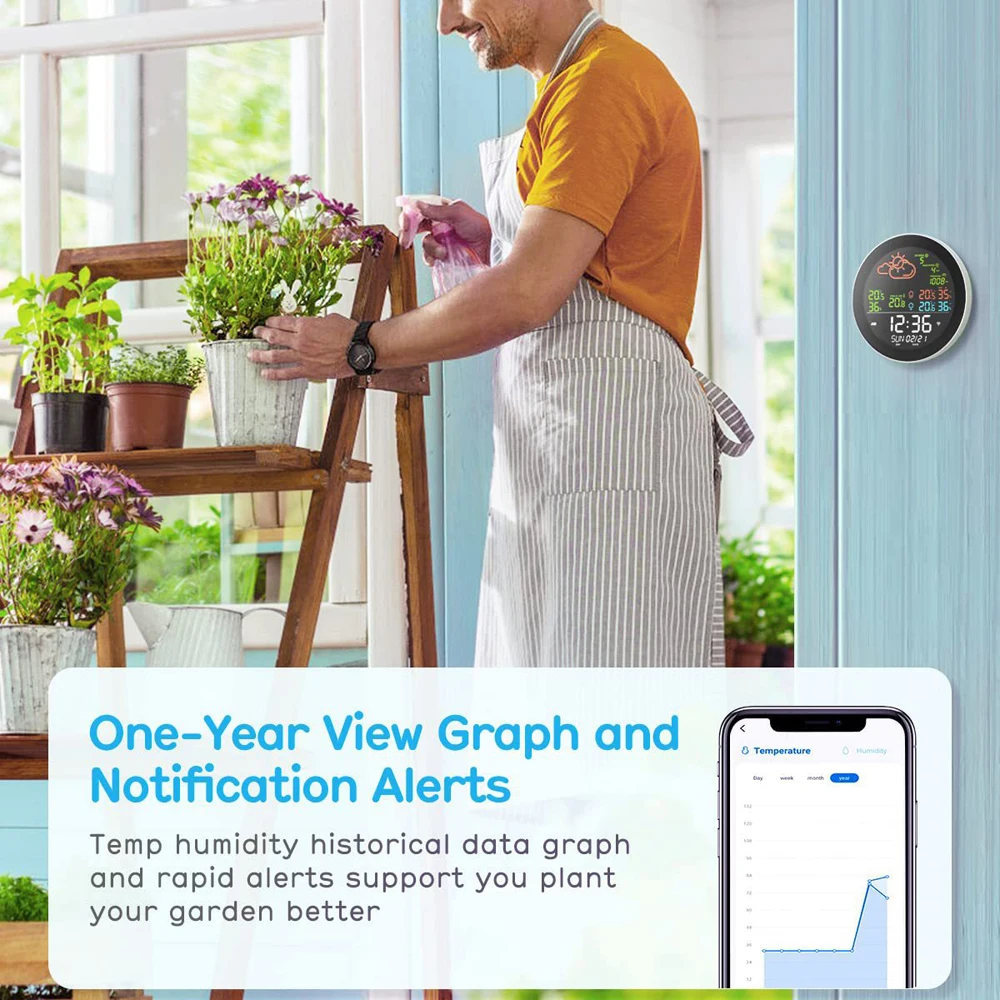 Tuya WIFI stazione meteorologica orologio da tavolo termometro multifunzionale igrometro Tester di temperatura interna per esterni previsioni del