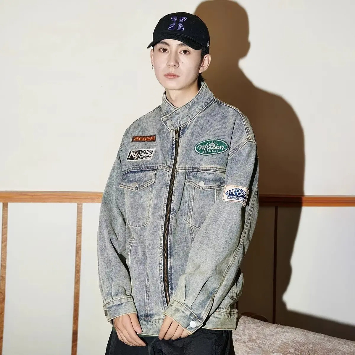 2024 Spring and Autumn New Fashion Trend Vintage Embroidered Denim Jacket Men's Casual Loose Comfortable Large Size Coat M-3XL