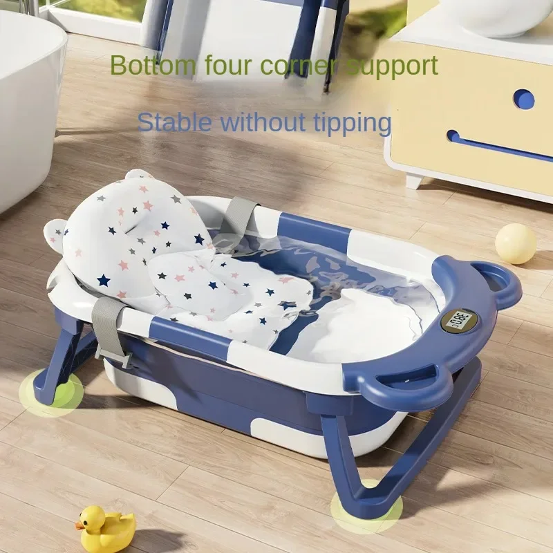 Baignoire pliable pour enfants, baignoire à détection de température pour bébé, baignoire pour nouveau-né, baignoire pour tout-petit, peut s'asseoir et voiler, bain pour bébé, E27